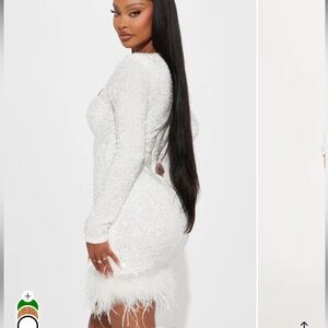 Sequin Mini Dress - White Bridal Shower Dress